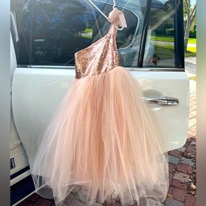 Sequin one shoulder girls dress